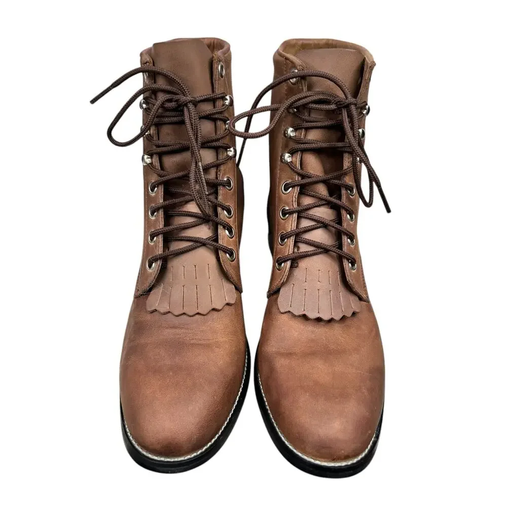 Justin Women’s Brown Leather Roper Western Boots Size US  6